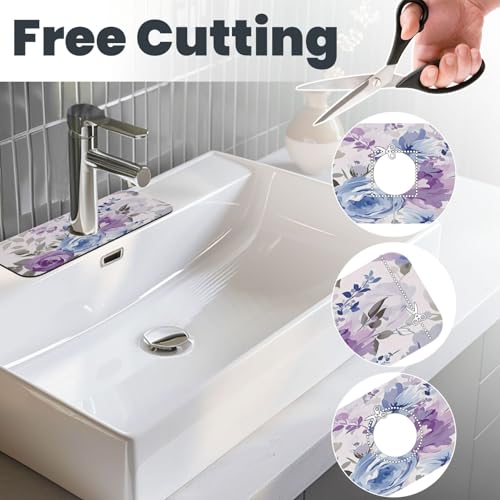 Lavender Flowers Kitchen sink faucet pad, strong water absorption, anti slip, easy to clean, very suitable for splash and drip prevention, suitable for kitchens and bathrooms - color: Lavender Flowers