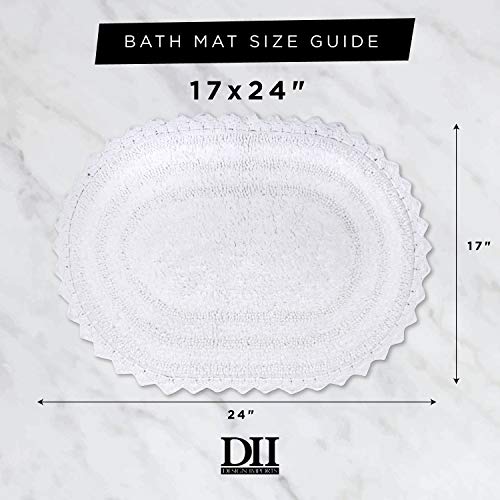 DII Crochet Collection Reversible Bath Mat, Small Oval, 17x24, Mauve - color: Mauve, size: 1'5" x 2' (Oval)