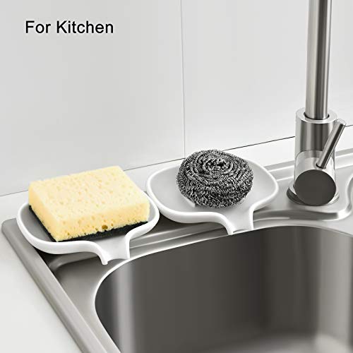 SUBEKYU Silicone Soap Dish for Bathroom,Bar Soap Holder for Shower with Draining Tray, Waterfall Soap Tray for Kitchen Sink, Set of 2 (2 * White) - color: 2 * White