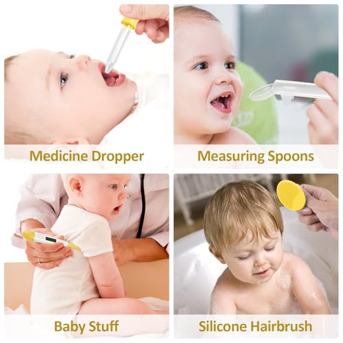 Baby Grooming Kit, Infant Safety Care Set with Hair Brush Comb Nail Clipper Nasal Aspirator,Baby Essentials Kit for Newborn Girls Boys (Yellow) - style: Yellow Grooming Kit