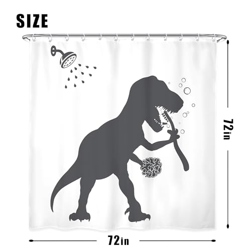 4PCS Dinosaur 71Wx71H Inches Funny Animal Dino Silhouette Shadow Kids Shower Curtain Sets with Rugs,Toilet Lid Cover and Bath Mat,for Boys Bath Accessories Art Home Decor Fabric 12 Pack Hooks - color: A1-dinosaur