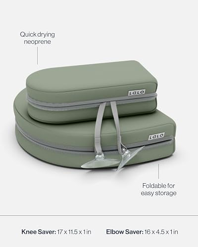 Lalo Knee & Elbow Saver - Foldable Padded Cushions for Bathtime Relief, Quick-Dry, Suction Cups for Stability, Bath Kneeler and Elbow Rest Pad Set 17 x 11.5 in Knee Pad & 16 x 4.5 in Elbow Pad - Sage - color: Sage