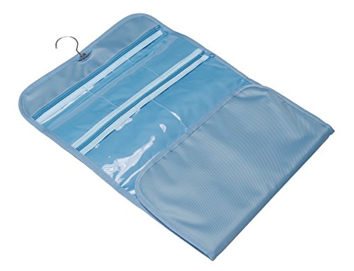 Foldable Clear Hanging Travel Toiletry Bag Cosmetic Organiser Storage - color: Blue