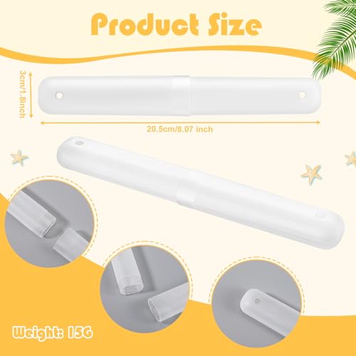 CHENGU 40 Pieces Travel Toothbrush Holder Case Portable Plastic Clear Case Holder Toothbrush Carrier Cover Storage Bulk Containers for Traveling Camping Bathroom Business School(White) - color: White