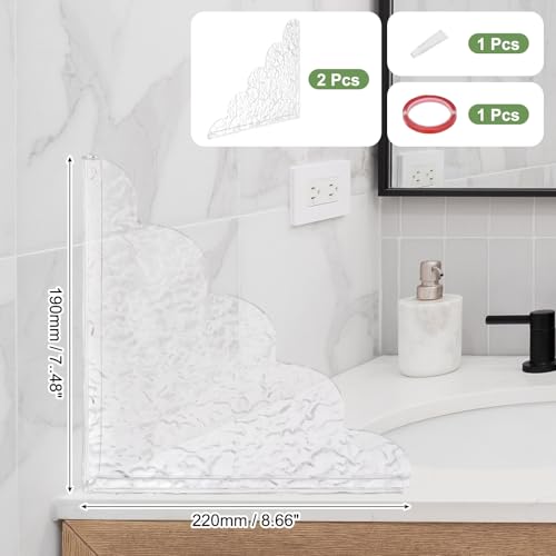 uxcell 2Pcs Shower Splash Guards, 8.7 x 7.5 Inch Acrylic Water Ripple Corner Water Blocker with Acrylic Double-Sided Tape, Waterproof Shower Shields for Bathtub, Sink, Washbasin - color: Water Ripple, size: 8.7 x 7.5 Inch