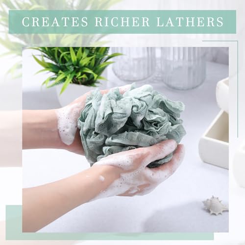 Sunnyray 4 Pack Loofah Bath Sponge Lace Mesh Set Large 60g Shower Poufs Body Scrubber Bath Loofah Ball Body Wash Sponge Exfoliating Scrubber Luffa Puff for Women Men Cleanse Skin Accessories(Fresh) - color: Fresh