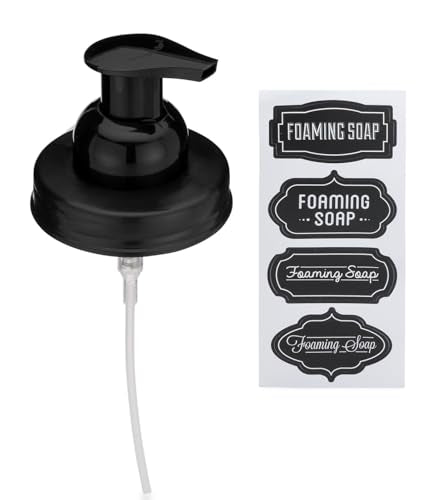 Jarmazing Products Mason Jar Foaming Soap Dispenser Lids - Includes Waterproof Stickers! Black - 1 Pack - color: Black, size: Pack of 1