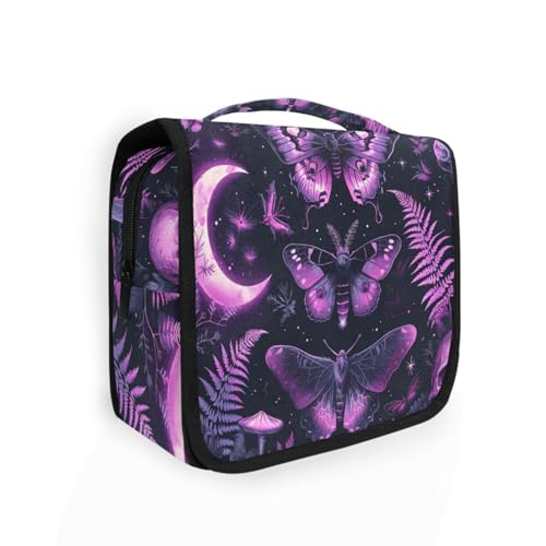 MNSRUU Hanging Toiletry Bag Gothic Skull Butterfly Travel Makeup bag for Toiletries Portable Travel Toiletry Organizer Cosmetic Bags with Hanging Hook - color: Skull I 4090