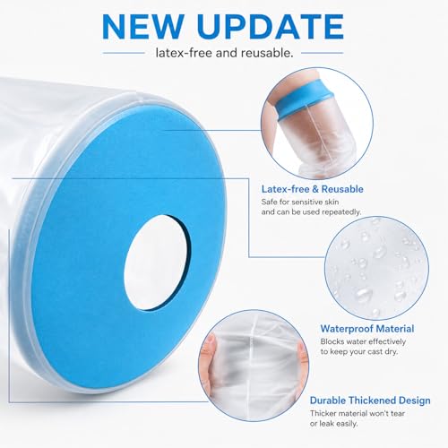 Waterproof Knee Cast Cover for Shower, Watertight Cast Bag, Reusable, Shower Protector for Knee Replacement Surgery, Wound, Burns (L) - size: L