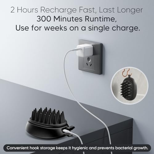 EKZ Sonic Vibrating Scalp Massager Shampoo Brush – Electric Silicone Hair Scrubber for Deep Scalp Cleansing, Dandruff Removal, Rich Foam & Relaxing Massage, Wet & Dry Use, USB-C Charging