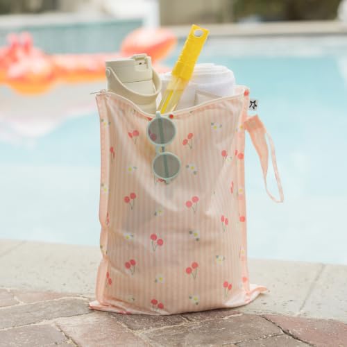 Tiny Twinkle Mess Proof Wet Bags | 2-Pack Reusable Waterproof Wet Bags for Swimsuits | Baby Clothes | Travel & Diaper Bag (Cherry Coquette,Strawberries) - color: Cherry Coquette,Strawberries, size: 2 Pack