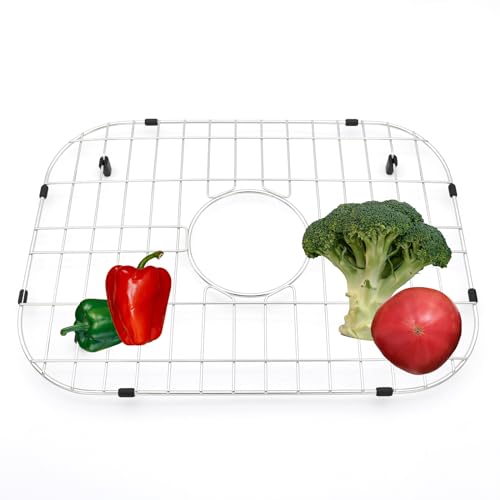Kitchen Sink Grid 18-7/8" x 13-3/4"- Heavy Duty Kitchen Sink Protector with Built-in Strainer & Center Drain, Non-Slip Rubber Feet & Scratch Resistant Bottom Guard - size: 18.87 in x 13.62 in, style: Center Drain