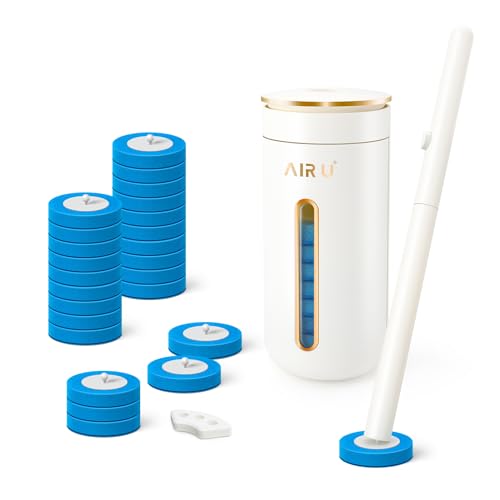 AIR U+ Disposable Toilet Brush, Toilet Bowl Cleaning System with 24 Count Wand Refill, Clean Brush Starter Kit with 1 Toilet Wand, 1 Storage Caddy and 1 Fragrant Tablet (1 + 24) - color: 1 + 24