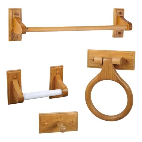 Pemberly Row 4-Piece Wood Bathroom Hardware Set in Honey Oak