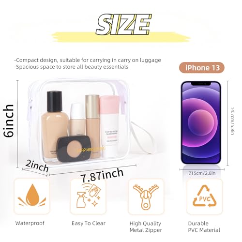 Icramsy Clear Makeup Bag,2 Pack TSA Approved Toiletry Bag Travel Toiletry Bag Hanging Makeup Cosmetic bag for Women Men (White) - color: White