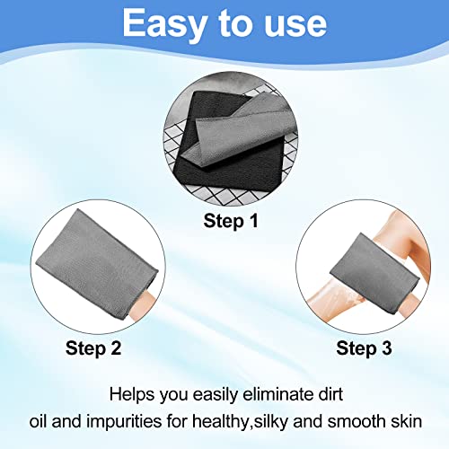 Tatuo 12 Pack Korean Exfoliating Mitt & Cloth, Viscose Rayon Dead Skin Remover Washcloth, Multi Color Body Scrub Towel for Shower Spa Travel(Small,White, Black, Gray) - color: White, Black, Gray, size: Small
