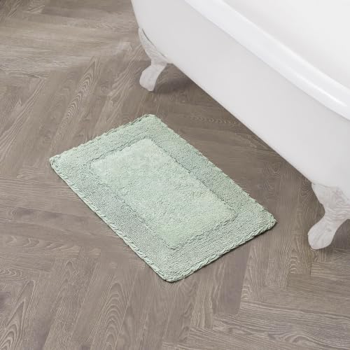 Laura Ashley Ruffle Border 100% Cotton Bath Rug, Sage Green, 17"x 24", (Pack of 6) - color: Sage Green, size: 1'5" x 2' (Rectangular) (Pack of 6)