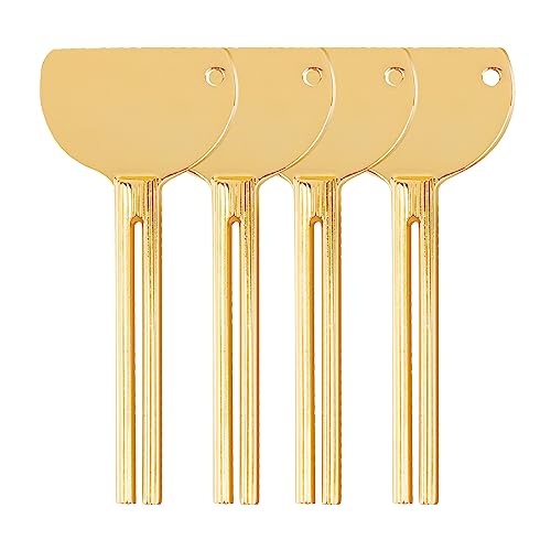 AUEAR, 4 Pack Gold Stainless Steel Toothpaste Tube Squeezers Keys Roller Presser Wringer for Home Hair Dye - color: Gold