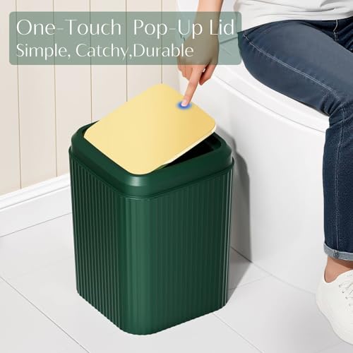 17PCS Bathroom Accessories Set, Dark Green Bathroom Set Bathroom Accessories Set with Trash Can, Toilet Brush, Toothbrush Holder, Qtip Holder & 3PCS Soap Dispenser - size: Bath Set with Press-Top Trash Can, style: Dark Green