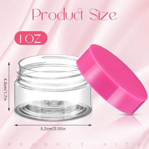 Patelai 4 Pieces Round Wide-mouth Leak Proof Plastic Container Jars with Lids for Travel Storage Makeup Beauty Products Face Creams Oils Salves Ointments DIY Making(1 Ounce,Pink) - color: Pink, size: 1 Ounce