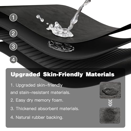 TYUU Bath Mat, Bathroom Rugs Non Slip Washable Thin Absorbent Quick Dry Bath Mat Fits Under Door Bathroom Floor Mat Perfect for Bath, Shower, or Sink 20"x48" Black - color: Black, size: 1'8" X 4' (Rectangular)