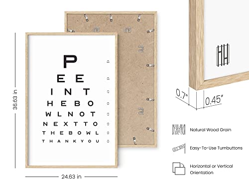 HAUS AND HUES Funny Bathroom Signs – Eye Chart Restroom Poster, Playful Washroom Artwork, Humorous Home Accent (24x36, Beige Frame) - color: Eye Exam, size: 24"L x 36"W, style: Beige Framed