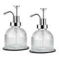 SheeChung 8 Oz Glass Soap Dispenser Bathroom, Clear Liquid Hand Soap Dispenser with Pump, Refillable Dish Soap Dispenser for Kitchen, Cute Modern Stripes Lotion Bottle, Shampoo (Silver Pump, 2 Pack) - color: Clear-silver Pump, 2 Pack