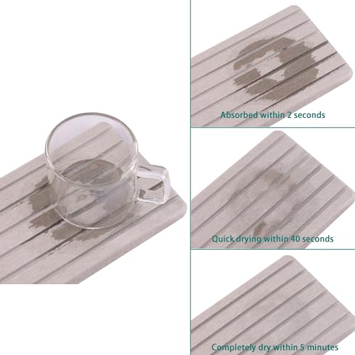 NiuYichee 2 PCS Water Absorbent diatomite Coasters, 8.3" x 4" Water Absorbing Stone Tray for Sink, Stone Drying mat for Kitchen Counter, Stone soap Tray Used for Hand Soaps & toiletries & Plants - color: Light Grey, size: 8.3 x 4 inches
