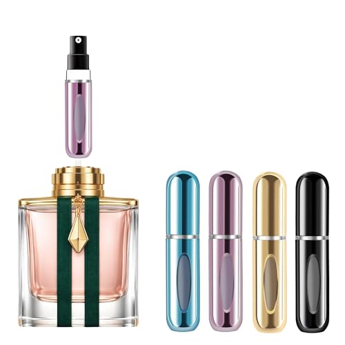 4 Pcs Refillable Perfume Atomizer, Travel Perfume Bottle Refillable and Leak-Proof, Portable Empty Cologne Atomizer, Mini Refillable Perfume Bottle for Pocket, Easy to Refill Decant Sprayer (8 ml) - size: 8 ml