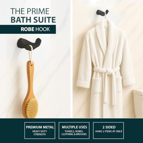 Mega Handles Bathroom Towel Holder Set - 4 Pieces Bathroom Accessories Sets - Heavy Duty Bathroom Accessory Set, 25'' Towel Bar, Robe Hooks & Toilet Paper Holder Wall Mounted - Matte Black Bath Suite - color: Matte Black