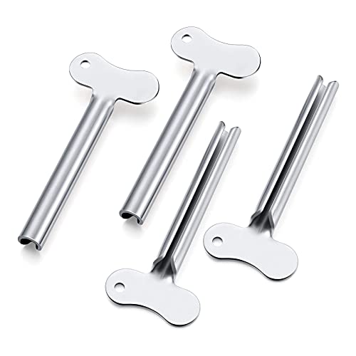 ZOCONE Toothpaste Squeezer, 6pcs Metal Tube Squeezer Key Stainless Steel Toothpaste Roller Tube Wringer for Paint, Cream, Cosmetic and Hair Dye(E) - color: Silver
