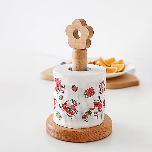 Toilet Paper Holder Stand, Cute Flower Design Wooden Toilet Paper Holder Free Standing, Decorative Toilet Roll Holder, Scrunchies Holder Stand, Hair Ties Organizer - size: 8.27inch-Flower