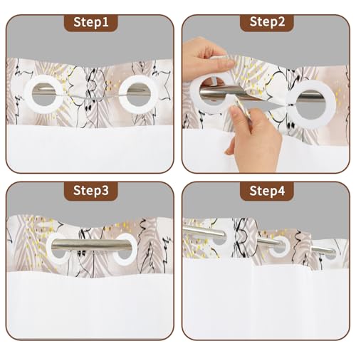 No Hook Shower Curtain with Snap in Liner Set FYZZ00003 - color: Brown Watercolor Botanical