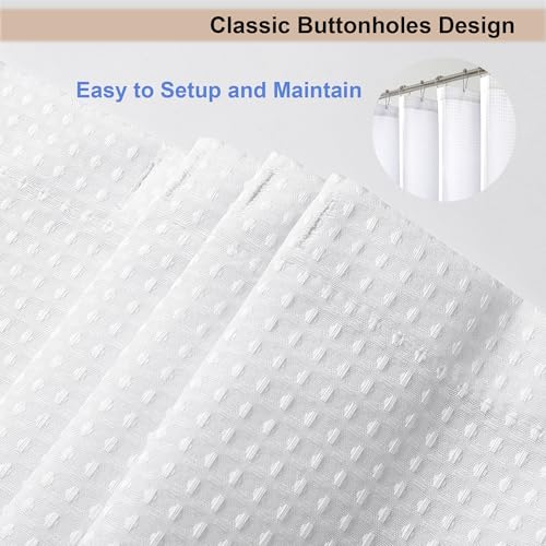 OWENIE White Shower Curtain, Stall Small Waffle Weave Heavy Fabric Shower Curtains for Narrow Size Bathroom, Waterproof Soft Hotel Spa Luxury Bath Curtain Set, Machine Washable, White, 36x72 Inch - color: White, size: 36"W x 72"L (Pack of 1)