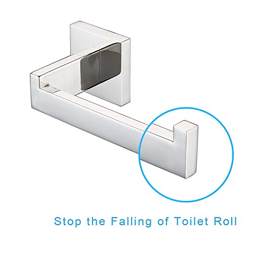 TASTOS Polished Chrome Toilet Paper Holder SUS304 Stainless Steel, Modern Square Half Open Bathroom 5 inch TP Holder Wall Mount Rustfree Tissue Roll Dispenser for Washroom Kitchen 2 Pack - color: Polished Chrome, size: Square (2 pack)