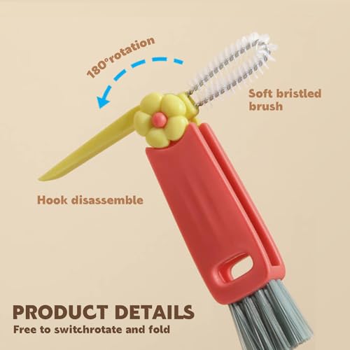 HRXFOZ 3-in-1 Cup Lid Cleaning Brush Set, 3 PCS Multifunctional Cleaning Brush with Cup Mouth, Gap, and Corner Brushes, Plastic Nylon Bristles, White and Blue, 3 Count - color: 3 Pcs