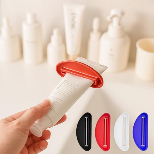 5 Pcs Tube Squeezers Set, Toothpaste Tube Squeezer Tool, Tubes Squeezer Roller Tool for Bathroom, Home Use, Red Black White Blue - color: Red/Black/White/Blue