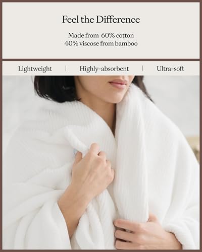 Cozy Earth Ribbed Bath Sheet Set - 60% Cotton 40% Viscose from Bamboo Bath Sheets - Soft & Absorbent Textured Ribbed Pattern - 2 Pack White - color: White, size: Bath Sheet