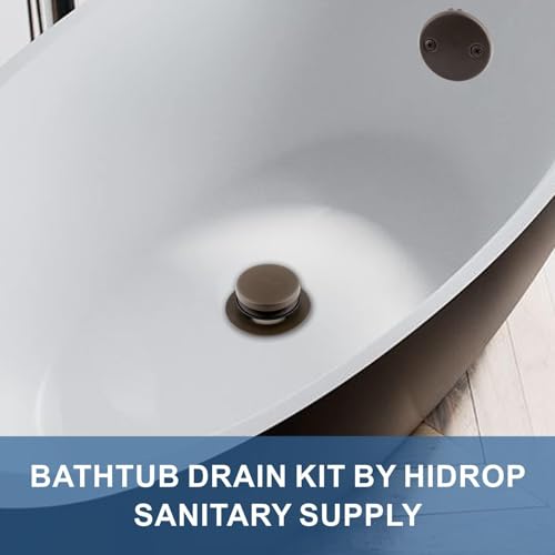 HIDROP Oil Rubbed Bronze Tub Drain Assembly Kit, 2-Hole Overflow Faceplate | Tip Toe Tub Drain Kit, Stainless Steel, Universal Fine/Coarse Thread fit 1-3/8" or 1-1/2" Tub Drain, Bath Drain Replacement - color: Bronze, style: 2 Holes