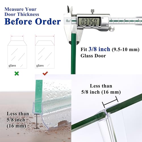 Frameless Shower Door Seal Strip 2 Pack x 39 Inch H for 3/8" Thick Glass Shower Door Side Seal Strip Bottom Seal Door Sweep Ultra Clear Polycarbonate, Stop Shower Leaks Create A Water Barrier - color: H-Type Side & Bottom, size: 2PCS x 39" for 3/8" Glass