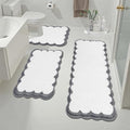 Pauwer Bathroom Rug Sets 3 Piece, Scalloped Bath Rugs, White and Dark Grey | Non Slip Washable Bath Mat With U-Shaped Toilet Rug, Extra Absorbent Quick Dry, For Floor Sink - color: White and Dark Grey