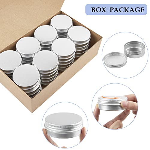 TUZAZO 24Pack 2 Oz Aluminum Tin Cans with Screw Lid and Labels, Refillable Travel Sized Cosmetic Containers Small Tins for Salves, Lotion Bars, Beard Balms, Candles - size: 2oz*24
