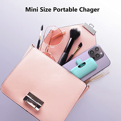 [2-Pack] Mini Portable Charger 5000mAh Power Bank,3A PD USB C Cell Phone Portable Power, LCD Display Battery Pack Compatible with iPhone 17/17 Air/16/16 pro/15/15 pro Max/Android/Samsung/Moto/LG etc - color: Green+Light Pink