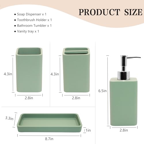 YMXYJM Bathroom Accessories Set, 4 Pcs Bathroom Accessory Set, Soap Dispenser, Toothbrush Holder, Qtip Holder Set, Bathroom Sets Complete, Bathroom Sink Set for Modern Home Decor,Green - style: Green
