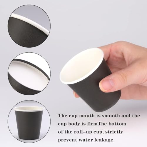 200 Count 3 oz Small Paper Cups, Black Disposable Mini Bathroom Cups, Disposable Mouthwash Cups, Small Paper Cup, Espresso Cup for Party Travel Picnic BBQ - color: Black, size: 200 Count