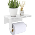 Gypie Toilet Paper Holder with Natural Marble Shelf, 304 Stainless Steel Screw Wall Mounted, Tissue Roll Paper Holder Dispenser for Bathroom Washroom White - color: White