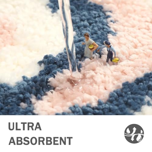 Cute U-Shaped Toilet Mat, Ultra Soft Microfiber Bath Mat Non Slip Bath Rug Water Absorbent for Bathroom Floor Machine Washable Shower Mat, 20 x 22 Inches, Bubble - color: Bubble
