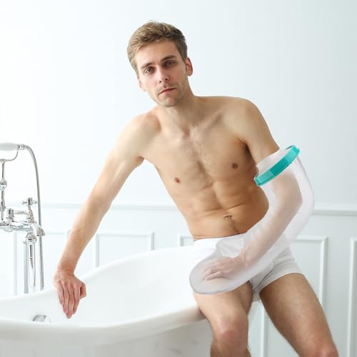Cast Covers for Shower Arm, Waterproof Cast Cover, Cast Cover for Swimming, Cast Protector for Shower Adult, Elbow, Hand, Elbow, Upper Arm (Diameter - 7.9") Extra Long - color: Full Arm L, style: Reinforced Green