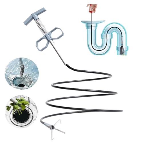 76 Inch Drain Snake Upgraded Ergonomic Grip – Toilet Snake Flexible Grabber Claw for Clog Remover & Pick Up Small Items - color: 79'' Bule