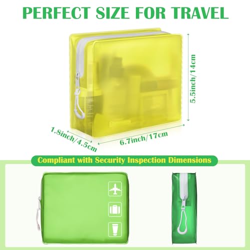 8 Pack TSA Approved Travel Toiletry Bags Frosted Translucent Leak-proof Cosmetic Makeup Bags for Women Men Travel Organizer Airport Security(Green,6.7 x 5.5 x 1.8 Inch) - color: Green, size: 6.7 x 5.5 x 1.8 Inch